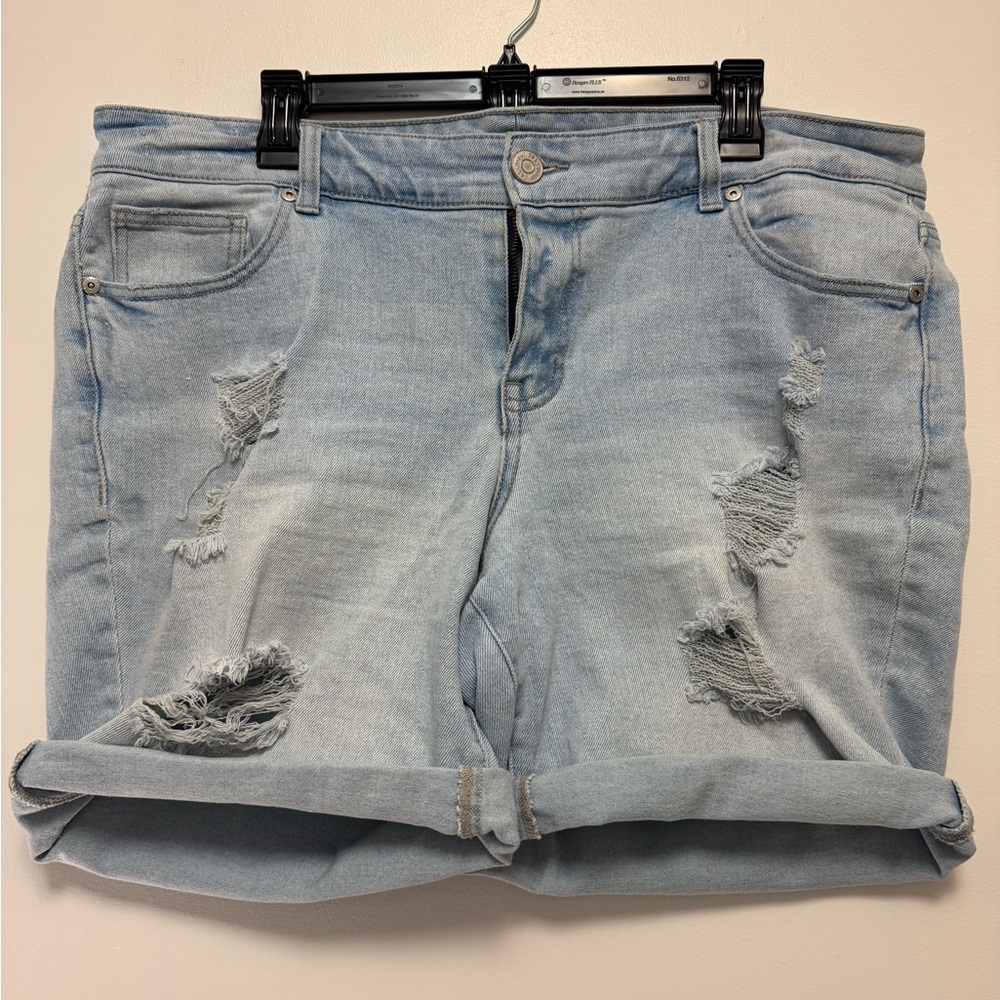 Trendy Maurice’s Light Blue Ripped Denim Shorts